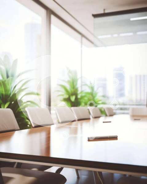 Intra Συλλεκτικό Ξύλινο Παζλ Plywood  4mm - Τραπέζι και καρέκλες συνεδριάσεων σε περιβάλλον γραφείου Σε Ξύλινο Κουτί - Διαστάσεις Puzzle: 10x10 cm – 25 κομμάτια