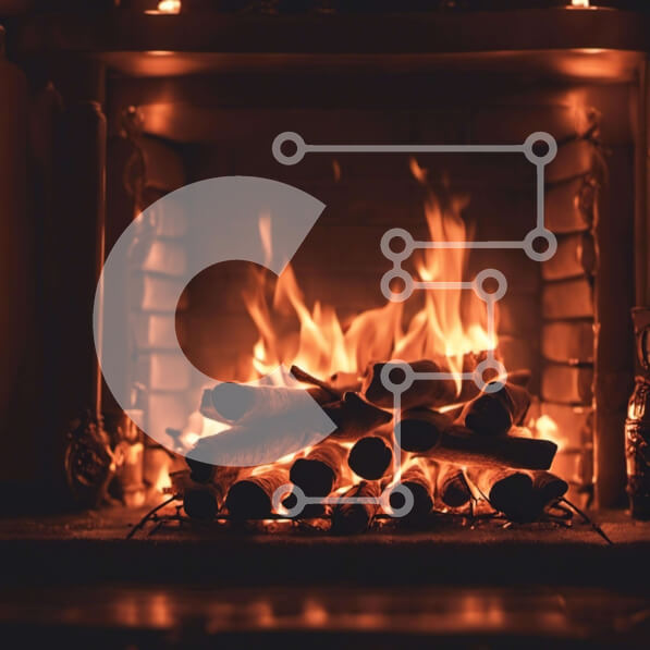 Intra Συλλεκτικό Ξύλινο Παζλ Plywood  4mm - Άνετο τζάκι με αναμμένη φωτιά και φως κεριών Σε Ξύλινο Κουτί - Διαστάσεις Puzzle: 10x10 cm – 25 κομμάτια