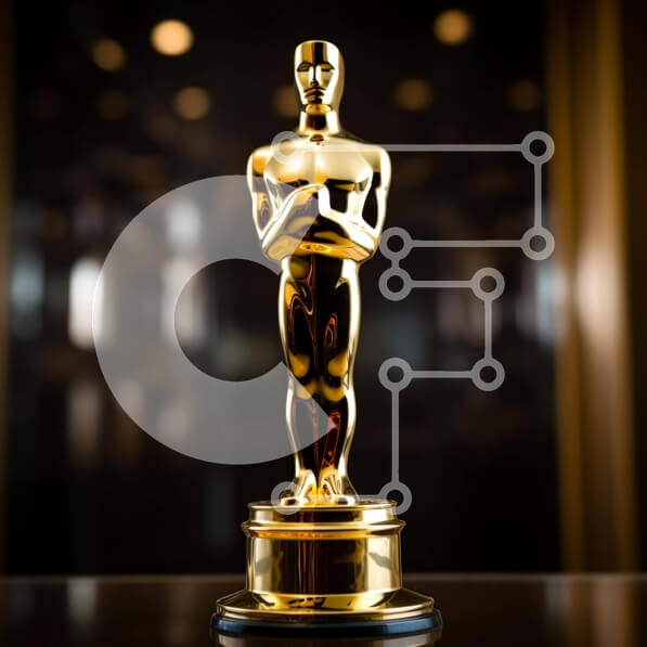 Intra Συλλεκτικό Ξύλινο Παζλ Plywood  4mm - Χρυσό άγαλμα Όσκαρ σε γυάλινο τραπέζι με φώτα γύρω Σε Ξύλινο Κουτί - Διαστάσεις Puzzle: 10x10 cm – 25 κομμάτια