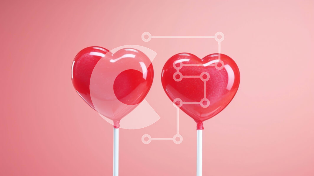 Intra Συλλεκτικό Ξύλινο Παζλ Plywood  4mm - Γλειφιτζούρια σε σχήμα καρδιάς σε ροζ φόντο Σε Ξύλινο Κουτί - Διαστάσεις Puzzle: 10x10 cm – 25 κομμάτια