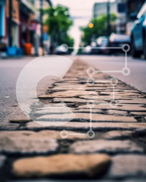 Intra Συλλεκτικό Ξύλινο Παζλ Plywood  4mm - Σιγή εικόνα ενός έρημου δρόμου με σταθμευμένα αυτοκίνητα σε λιθόστρωτα Σε Ξύλινο Κουτί - Διαστάσεις Puzzle: 10x10 cm – 25 κομμάτια