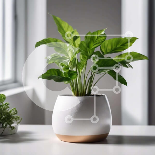 Intra Συλλεκτικό Ξύλινο Παζλ Plywood  4mm - Λευκό φυτό σε γλάστρα στο τραπέζι μπροστά από το ανοιχτό παράθυρο Σε Ξύλινο Κουτί - Διαστάσεις Puzzle: 10x10 cm – 25 κομμάτια