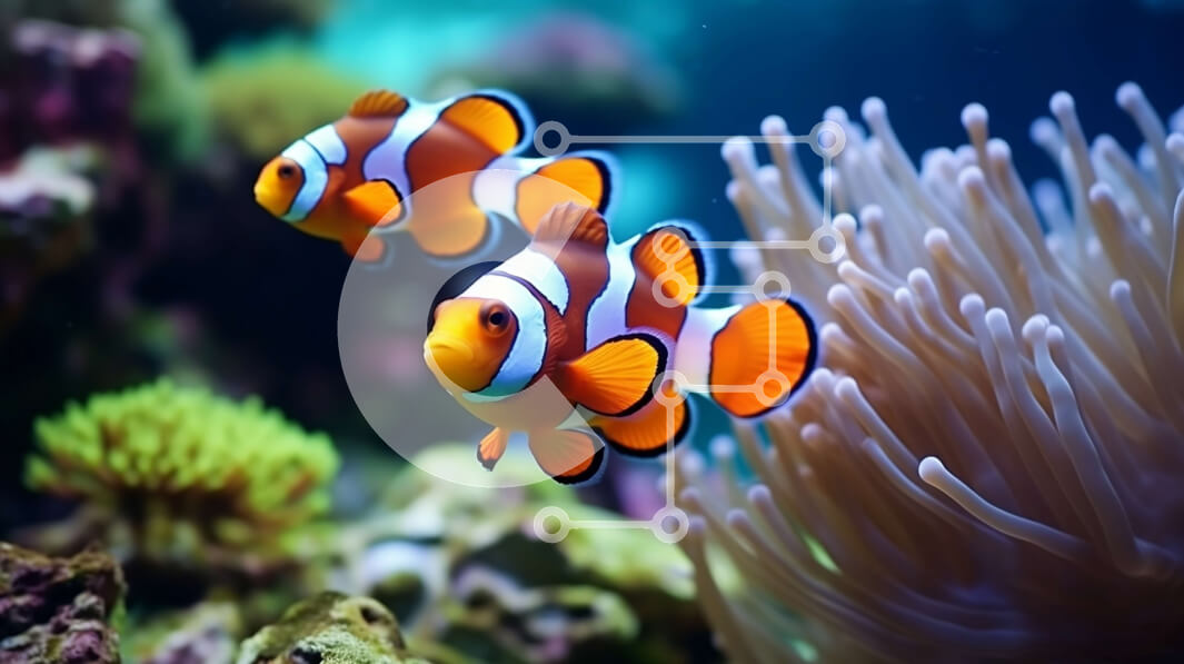 Intra Συλλεκτικό Ξύλινο Παζλ Plywood  4mm - Δύο ψάρια κλόουν που κολυμπούν σε έναν πολύχρωμο κοραλλιογενή ύφαλο Σε Ξύλινο Κουτί - Διαστάσεις: 10x10 cm – 25 κομμάτια