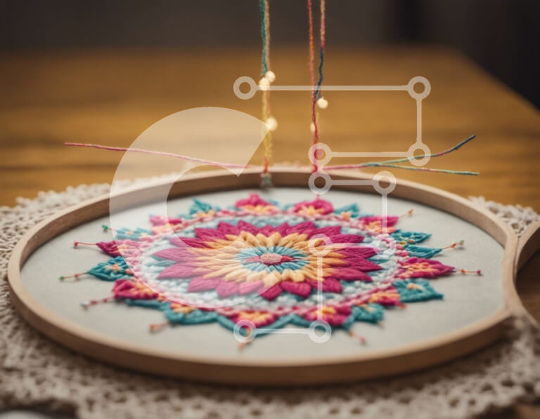 Intra Συλλεκτικό Ξύλινο Παζλ Plywood  4mm - Έργο τέχνης με πολύχρωμο κρίκο κεντήματος Mandala Σε Ξύλινο Κουτί - Διαστάσεις Puzzle: 10x10 cm – 25 κομμάτια