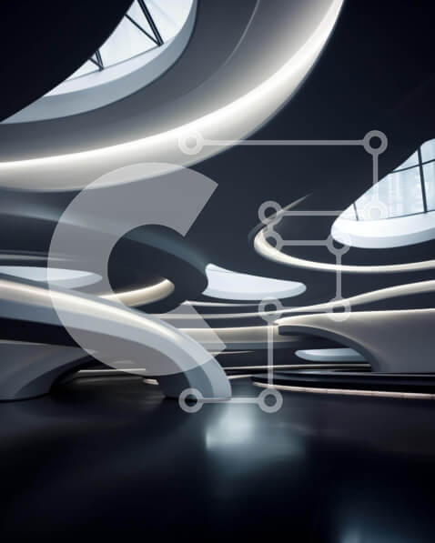 Intra Συλλεκτικό Ξύλινο Παζλ Plywood  4mm - Φουτουριστικό εσωτερικό κτιρίου με καμπυλωτούς τοίχους και οροφές Σε Ξύλινο Κουτί - Διαστάσεις Puzzle: 10x10 cm – 25 κομμάτια