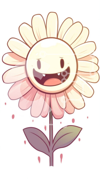 Σετ των 2 Intra Συλλεκτικό Ξύλινο Παζλ Plywood  4mm - Χαμογελώντας εικόνα λουλουδιών κινουμένων σχεδίων Σε Ξύλινο Κουτί - Διαστάσεις: 10x10 cm – 25 κομμάτια