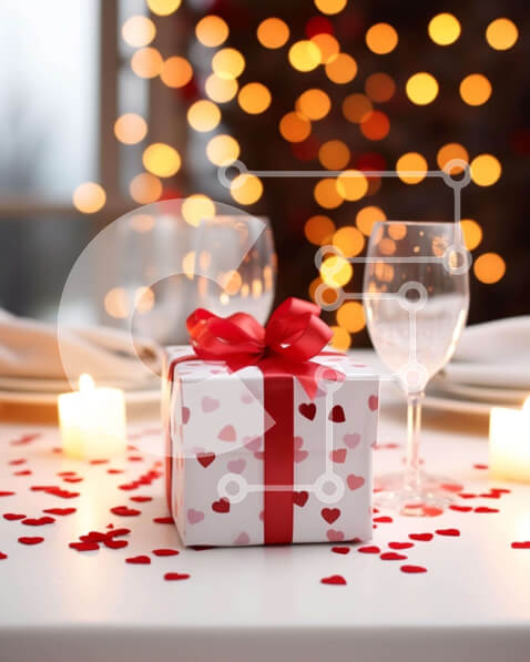 Intra Συλλεκτικό Ξύλινο Παζλ Plywood  4mm - Ρομαντικό τραπέζι με καρδιές, κεριά και λουλούδια Σε Ξύλινο Κουτί - Διαστάσεις Puzzle: 10x10 cm – 25 κομμάτια