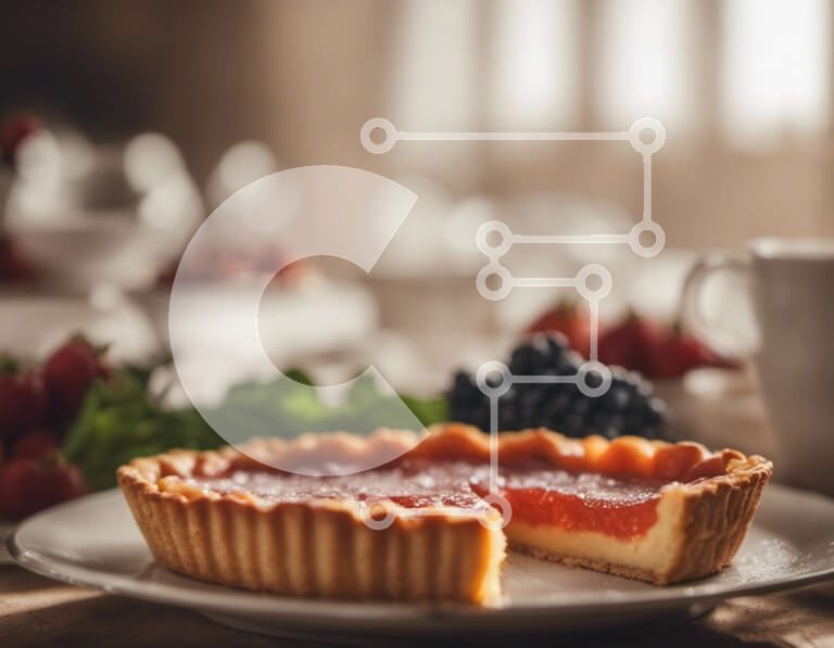 Σετ των 2 Intra Συλλεκτικό Ξύλινο Παζλ Plywood  4mm - Φέτα τάρτας φράουλας με καφέ σε λευκό πιάτο Σε Ξύλινο Κουτί - Διαστάσεις: 10x10 cm – 25 κομμάτια