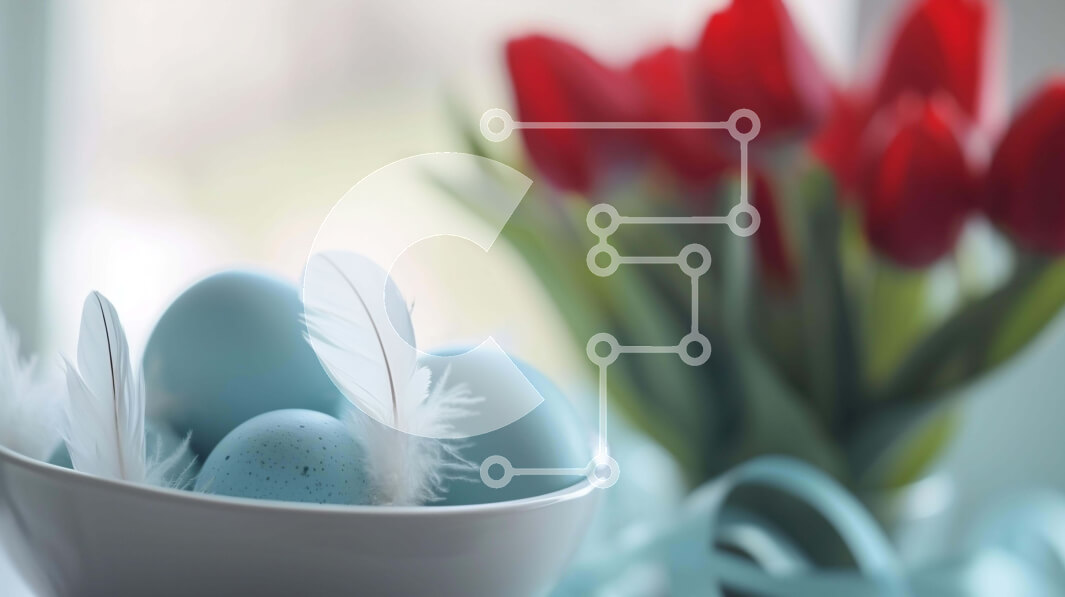 Intra Συλλεκτικό Ξύλινο Παζλ Plywood  4mm - Ανοιξιάτικο σκηνικό τραπεζιού με μπλε αυγά και τουλίπες Σε Ξύλινο Κουτί - Διαστάσεις Puzzle: 10x10 cm – 25 κομμάτια