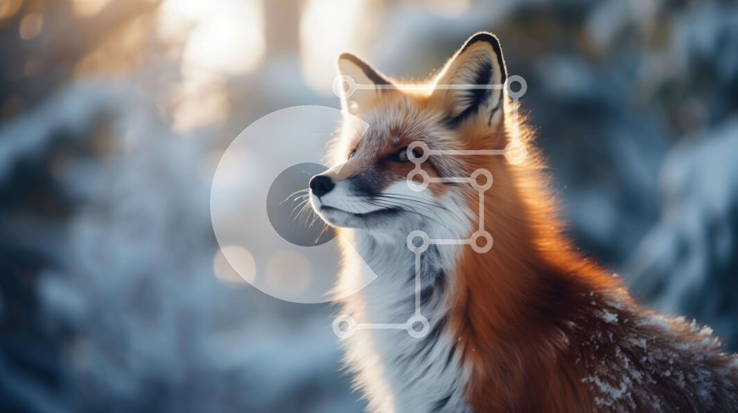 Intra Συλλεκτικό Ξύλινο Παζλ Plywood  4mm - Ταπετσαρία εμπνευσμένη κόκκινη αλεπού στο χιόνι Σε Ξύλινο Κουτί - Διαστάσεις: 10x10 cm – 25 κομμάτια