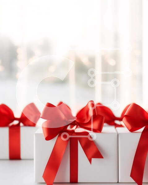 Intra Συλλεκτικό Ξύλινο Παζλ Plywood  4mm - Λευκά κουτιά δώρων με κόκκινες κορδέλες στο τραπέζι Σε Ξύλινο Κουτί - Διαστάσεις: 10x10 cm – 25 κομμάτια