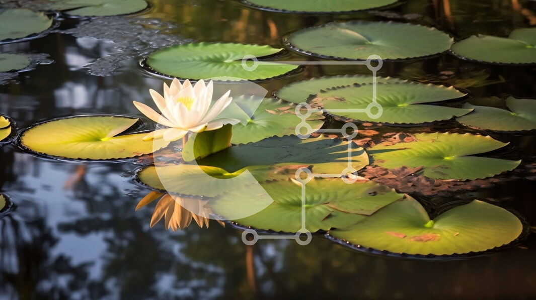 Intra Συλλεκτικό Ξύλινο Παζλ Plywood  4mm - Όμορφη εικόνα του λουλουδιού νούφαρου σε μια λίμνη Σε Ξύλινο Κουτί - Διαστάσεις: 10x10 cm – 25 κομμάτια