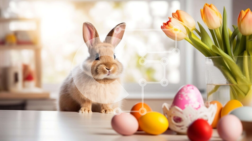 Intra Συλλεκτικό Ξύλινο Παζλ Plywood  4mm - Αξιολάτρευτο καφέ κουνελάκι με πασχαλινά αυγά και τουλίπες Σε Ξύλινο Κουτί - Διαστάσεις: 10x10 cm – 25 κομμάτια