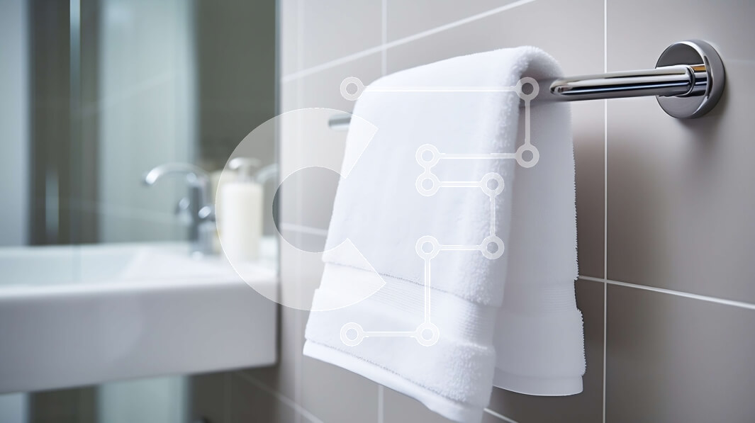 Intra Συλλεκτικό Ξύλινο Παζλ Plywood  4mm - Καθαρό και μοντέρνο μπάνιο με λευκή πετσέτα και νιπτήρα Σε Ξύλινο Κουτί - Διαστάσεις Puzzle: 10x10 cm – 25 κομμάτια