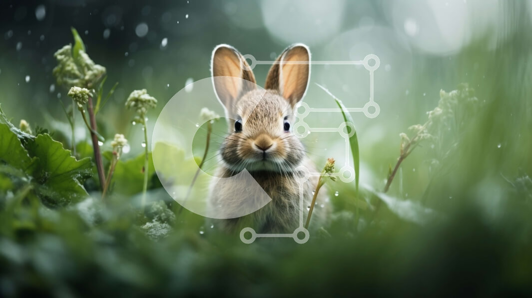 Intra Συλλεκτικό Ξύλινο Παζλ Plywood  4mm - Χαριτωμένο κουνέλι λαγουδάκι που κάθεται στη βροχή Σε Ξύλινο Κουτί - Διαστάσεις: 10x10 cm – 25 κομμάτια