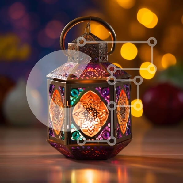 Intra Συλλεκτικό Ξύλινο Παζλ Plywood  4mm - Πολύχρωμο φανάρι με λαχανικά σε ένα τραπέζι Σε Ξύλινο Κουτί - Διαστάσεις Puzzle: 10x10 cm – 25 κομμάτια