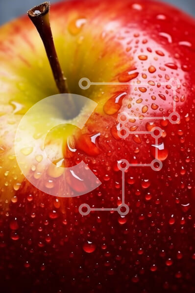 Σετ των 2 Intra Συλλεκτικό Ξύλινο Παζλ Plywood  4mm - Κοντινή εικόνα ενός κόκκινου μήλου με σταγονίδια νερού Σε Ξύλινο Κουτί - Διαστάσεις: 10x10 cm – 25 κομμάτια