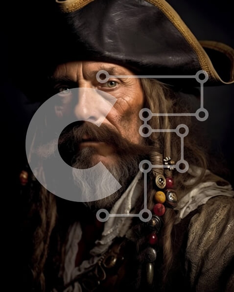 Intra Συλλεκτικό Ξύλινο Παζλ Plywood  4mm - Σοβαρός πειρατής με πλήρη στολή και εξοπλισμό Σε Ξύλινο Κουτί - Διαστάσεις Puzzle: 10x10 cm – 25 κομμάτια