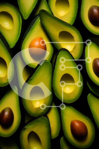 Σετ των 2 Intra Συλλεκτικό Ξύλινο Παζλ Plywood  4mm - Κοντινό πλάνο φρέσκων αβοκάντο με φέτες και κομμάτια Σε Ξύλινο Κουτί - Διαστάσεις: 10x10 cm – 25 κομμάτια