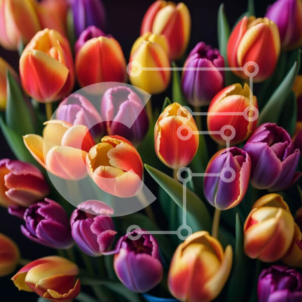 Intra Συλλεκτικό Ξύλινο Παζλ Plywood  4mm - Όμορφο μπουκέτο με πολύχρωμες τουλίπες σε βάζο Σε Ξύλινο Κουτί - Διαστάσεις: 10x10 cm – 25 κομμάτια