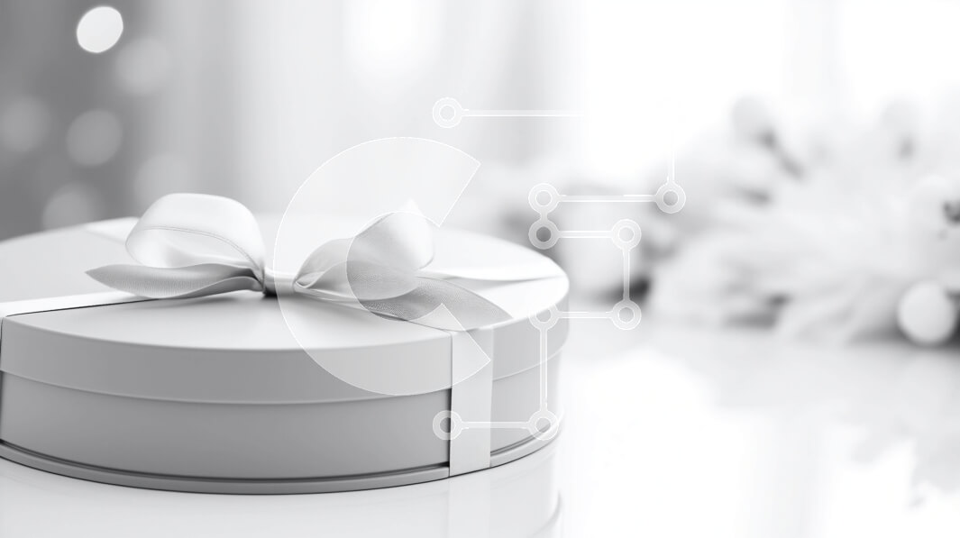 Intra Συλλεκτικό Ξύλινο Παζλ Plywood  4mm - Ασημένιο κουτί δώρου με λευκή κορδέλα στο τραπέζι Σε Ξύλινο Κουτί - Διαστάσεις: 10x10 cm – 25 κομμάτια