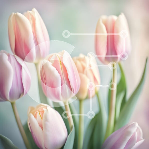 Intra Συλλεκτικό Ξύλινο Παζλ Plywood  4mm - Όμορφο μπουκέτο τουλίπας σε ροζ και λευκό Σε Ξύλινο Κουτί - Διαστάσεις: 10x10 cm – 25 κομμάτια