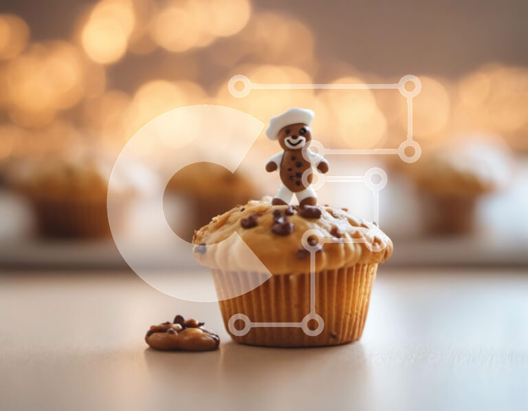 Σετ των 2 Intra Συλλεκτικό Ξύλινο Παζλ Plywood  4mm - Cupcake με στολίδι Gingerbread Man Σε Ξύλινο Κουτί - Διαστάσεις: 10x10 cm – 25 κομμάτια