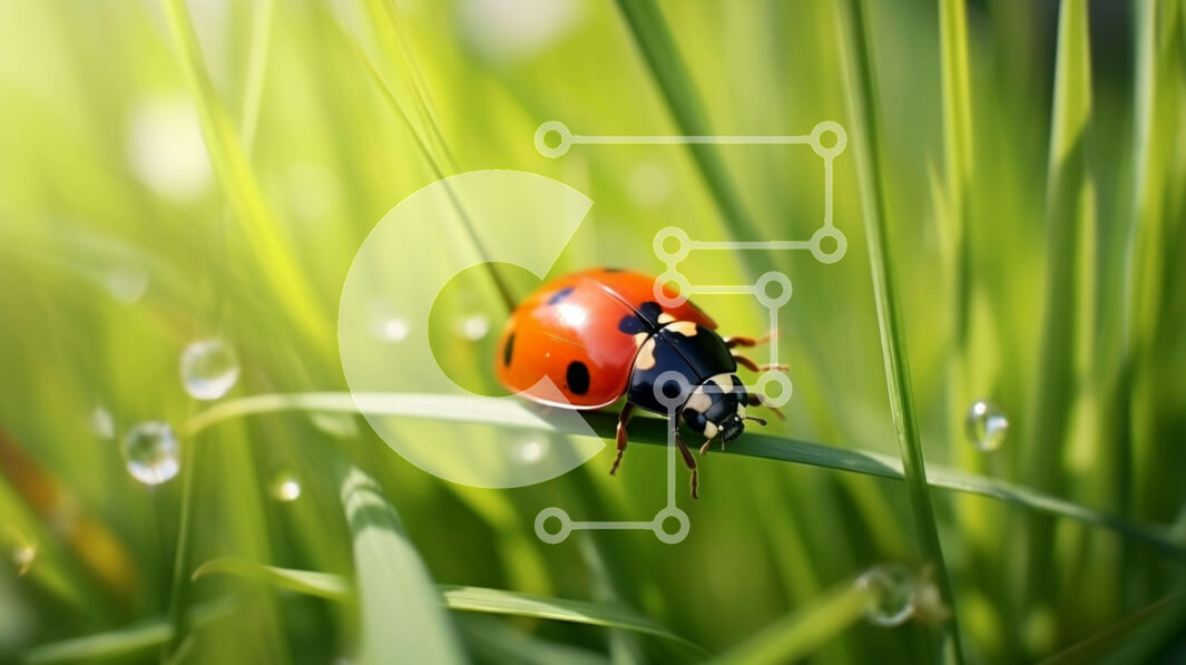 Intra Συλλεκτικό Ξύλινο Παζλ Plywood  4mm - Πασχαλίτσα στο πράσινο γρασίδι με σταγόνες δροσιάς Σε Ξύλινο Κουτί - Διαστάσεις: 10x10 cm – 25 κομμάτια