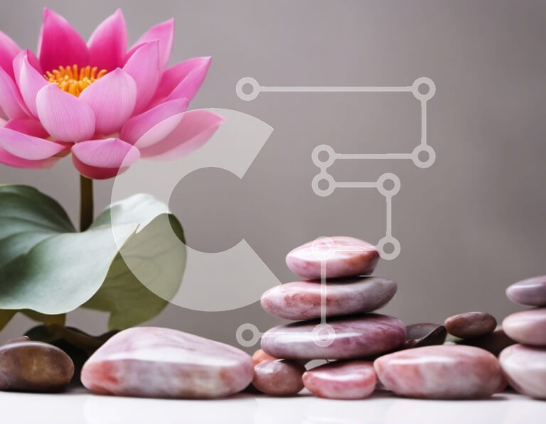 Intra Συλλεκτικό Ξύλινο Παζλ Plywood  4mm - Ροζ λουλούδι λωτού σε ένα σωρό από πέτρες Σε Ξύλινο Κουτί - Διαστάσεις: 10x10 cm – 25 κομμάτια