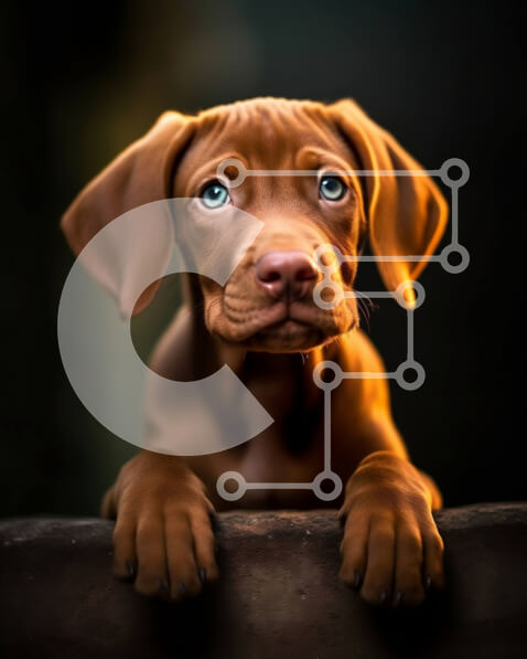 Σετ των 2 Intra Συλλεκτικό Ξύλινο Παζλ Plywood  4mm - Περίεργο καφέ κουτάβι με αφράτη γούνα και μπλε μάτια Σε Ξύλινο Κουτί - Διαστάσεις: 10x10 cm – 25 κομμάτια