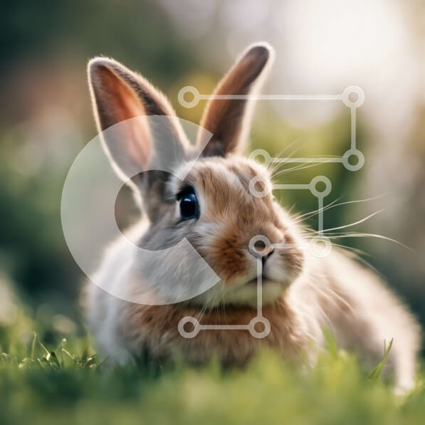 Intra Συλλεκτικό Ξύλινο Παζλ Plywood  4mm - Χαριτωμένο καφέ κουνέλι ξαπλωμένο σε ένα χορταριασμένο γκαζόν στο φως του ήλιου Σε Ξύλινο Κουτί - Διαστάσεις: 10x10 cm – 25 κομμάτια