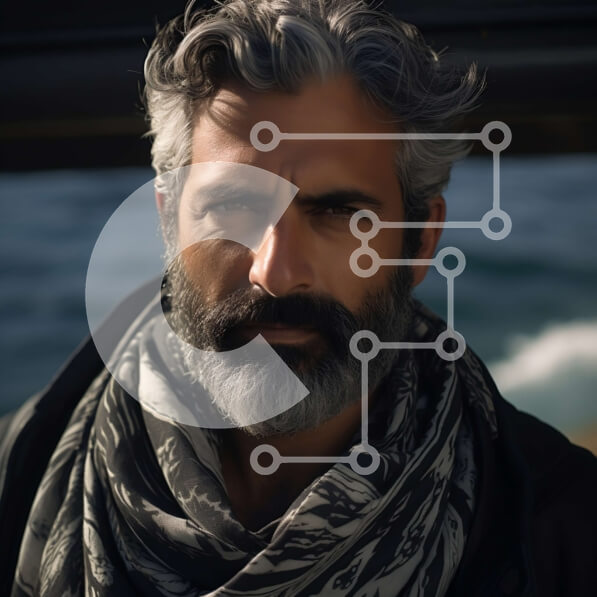 Intra Συλλεκτικό Ξύλινο Παζλ Plywood  4mm - Κομψός άνδρας που στέκεται δίπλα στον ωκεανό Σε Ξύλινο Κουτί - Διαστάσεις Puzzle: 10x10 cm – 25 κομμάτια