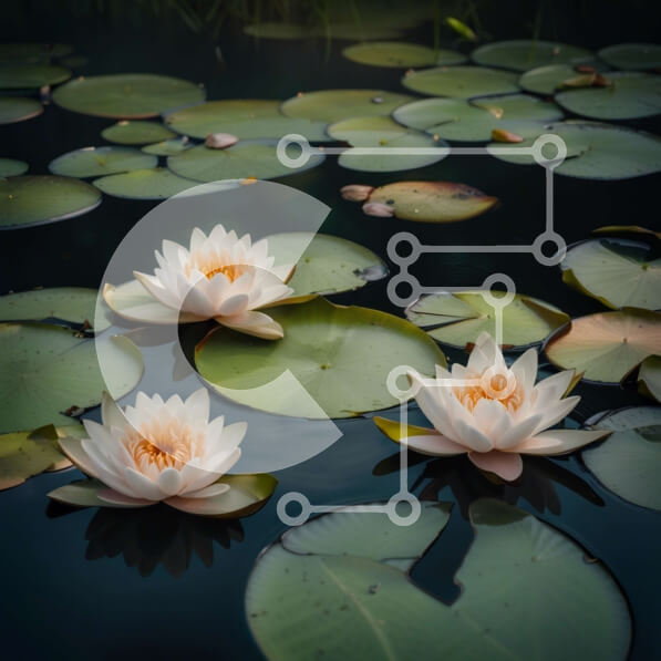 Intra Συλλεκτικό Ξύλινο Παζλ Plywood  4mm - Όμορφη εικόνα λευκών νούφαρων σε μια ήρεμη λίμνη Σε Ξύλινο Κουτί - Διαστάσεις: 10x10 cm – 25 κομμάτια