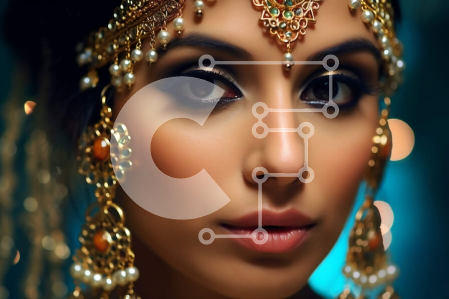 Intra Συλλεκτικό Ξύλινο Παζλ Plywood  4mm - Όμορφη εικόνα μιας γυναίκας με ένα παραδοσιακό ινδικό νυφικό Σε Ξύλινο Κουτί - Διαστάσεις Puzzle: 10x10 cm – 25 κομμάτια