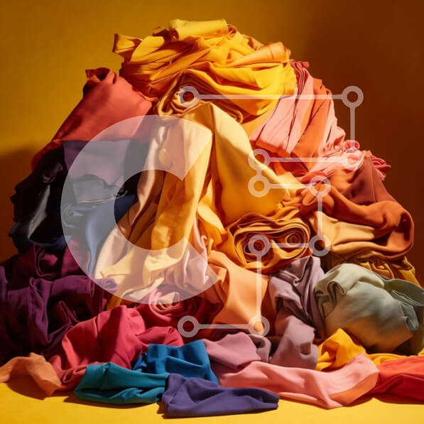 Intra Συλλεκτικό Ξύλινο Παζλ Plywood  4mm - Ζωντανό σωρό από υφάσματα σε ηλιόλουστο κίτρινο φόντο Σε Ξύλινο Κουτί - Διαστάσεις Puzzle: 10x10 cm – 25 κομμάτια