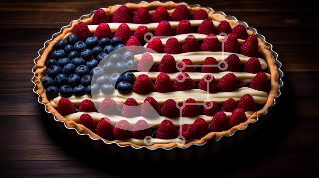 Σετ των 2 Intra Συλλεκτικό Ξύλινο Παζλ Plywood  4mm - Πίτα αμερικανικής σημαίας με μούρα και σαντιγί Σε Ξύλινο Κουτί - Διαστάσεις: 10x10 cm – 25 κομμάτια