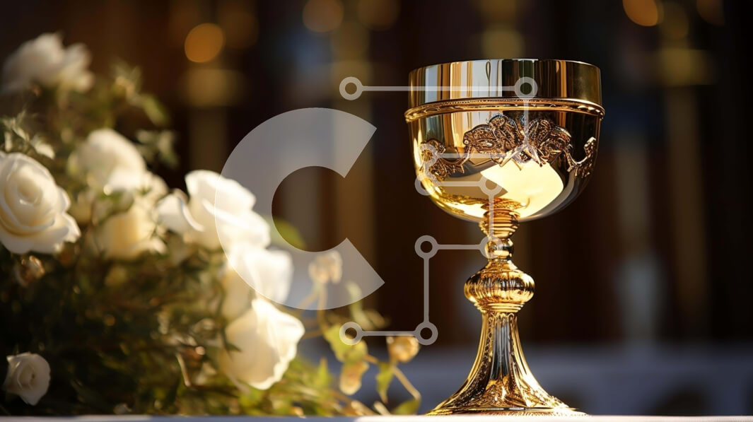 Intra Συλλεκτικό Ξύλινο Παζλ Plywood  4mm - Χρυσό Κύπελλο σε Λευκά Τριαντάφυλλα Σε Ξύλινο Κουτί - Διαστάσεις Puzzle: 10x10 cm – 25 κομμάτια