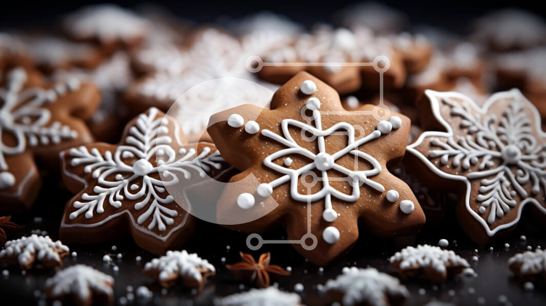 Σετ των 2 Intra Συλλεκτικό Ξύλινο Παζλ Plywood  4mm - Λαχταριστά μπισκότα μελόψωμο διακοσμημένα με νιφάδες χιονιού Σε Ξύλινο Κουτί - Διαστάσεις: 10x10 cm – 25 κομμάτια