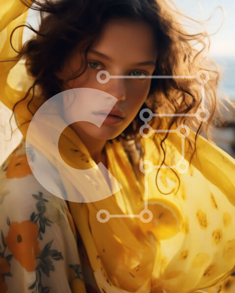 Intra Συλλεκτικό Ξύλινο Παζλ Plywood  4mm - Εκπληκτική εικόνα γυναίκας που στέκεται δίπλα στον ωκεανό με κίτρινο κασκόλ Σε Ξύλινο Κουτί - Διαστάσεις: 10x10 cm – 25 κομμάτια