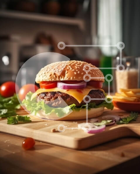 Σετ των 2 Intra Συλλεκτικό Ξύλινο Παζλ Plywood  4mm - Λαχταριστό χάμπουργκερ με φρέσκα υλικά σε ξύλινο ξύλο κοπής Σε Ξύλινο Κουτί - Διαστάσεις: 10x10 cm – 25 κομμάτια