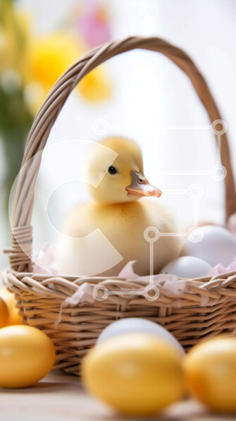 Intra Συλλεκτικό Ξύλινο Παζλ Plywood  4mm - Πασχαλινή πάπια με πασχαλινά αυγά και διακοσμητικά Σε Ξύλινο Κουτί - Διαστάσεις: 10x10 cm – 25 κομμάτια