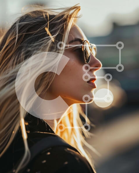 Intra Συλλεκτικό Ξύλινο Παζλ Plywood  4mm - Ξανθιά γυναίκα με τα γυαλιά ηλίου που κοιτάζει μακριά Σε Ξύλινο Κουτί - Διαστάσεις Puzzle: 10x10 cm – 25 κομμάτια