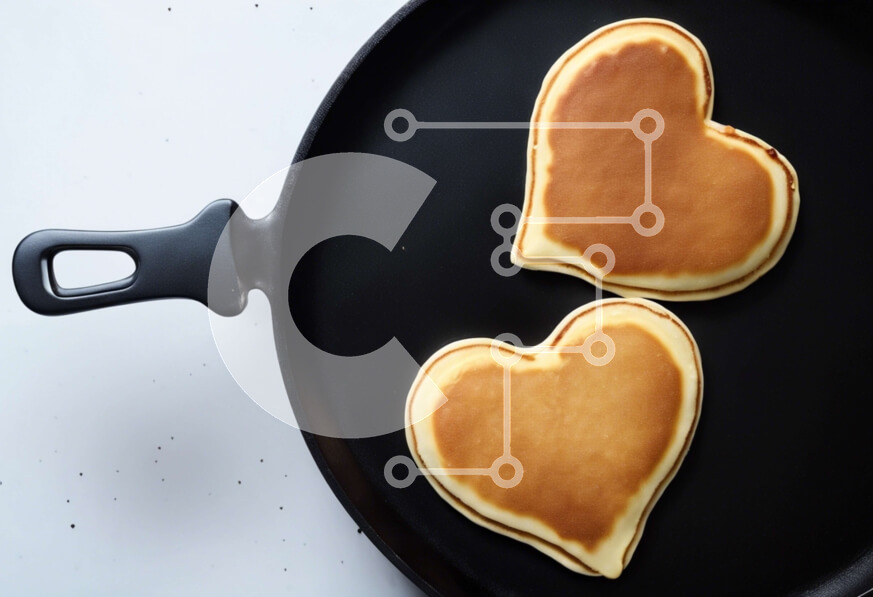 Σετ των 2 Intra Συλλεκτικό Ξύλινο Παζλ Plywood  4mm - Τηγανίτες σε σχήμα καρδιάς σε τηγάνι Σε Ξύλινο Κουτί - Διαστάσεις: 10x10 cm – 25 κομμάτια