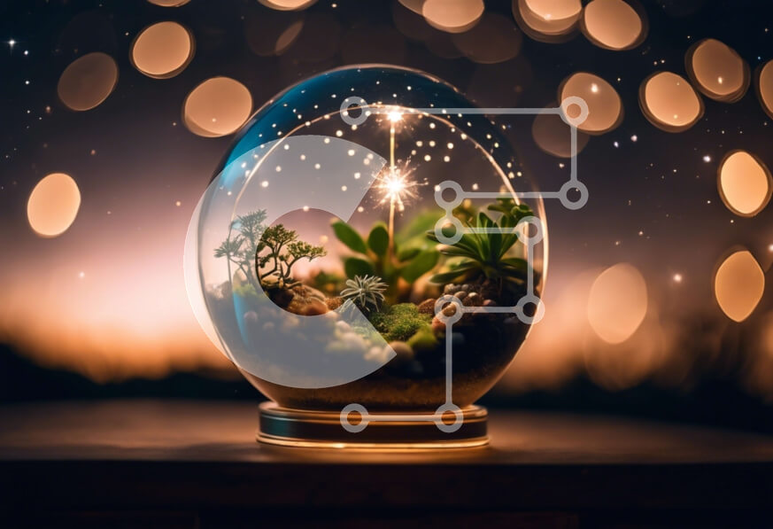 Intra Συλλεκτικό Ξύλινο Παζλ Plywood  4mm - Γυάλινος θόλος με παχύφυτα και φυτά Σε Ξύλινο Κουτί - Διαστάσεις: 10x10 cm – 25 κομμάτια