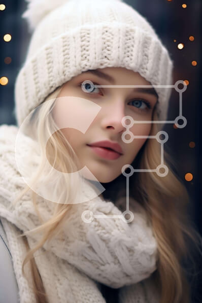 Intra Συλλεκτικό Ξύλινο Παζλ Plywood  4mm - Όμορφη νεαρή γυναίκα με άσπρο καπέλο, κασκόλ και φασόλια Σε Ξύλινο Κουτί - Διαστάσεις Puzzle: 10x10 cm – 25 κομμάτια