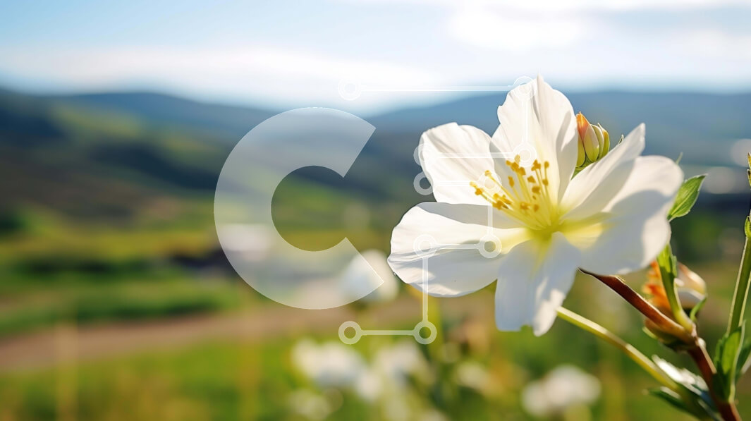 Intra Συλλεκτικό Ξύλινο Παζλ Plywood  4mm - Λευκό λουλούδι και βουνά Σε Ξύλινο Κουτί - Διαστάσεις: 10x10 cm – 25 κομμάτια