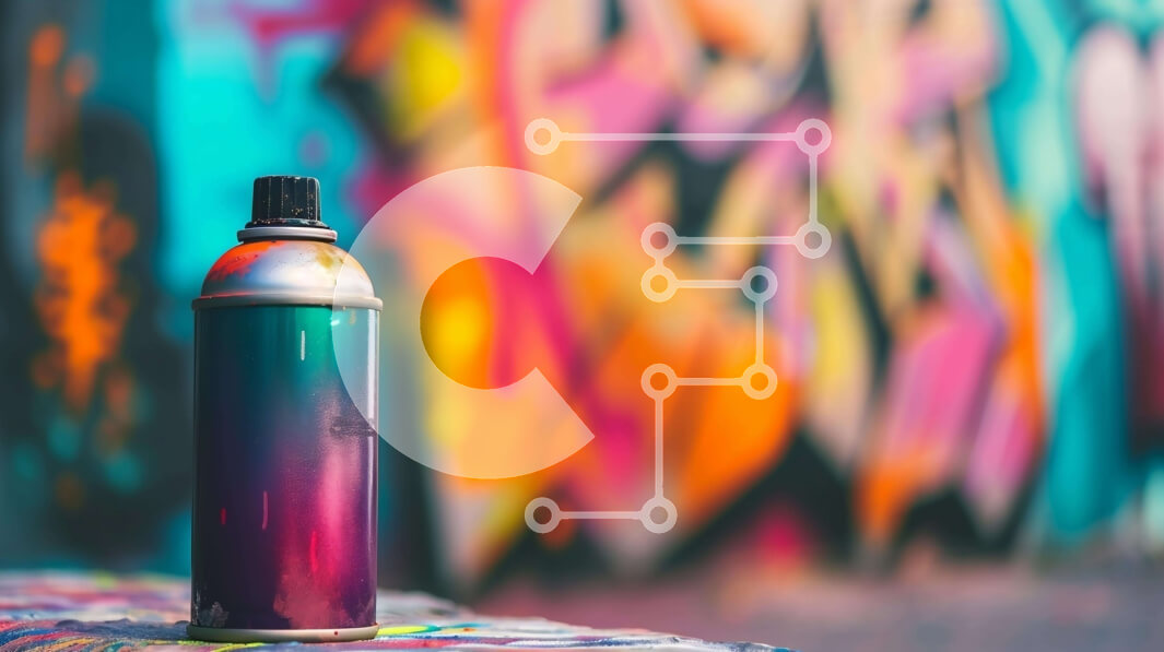 Intra Συλλεκτικό Ξύλινο Παζλ Plywood  4mm - Πολύχρωμο δοχείο ψεκασμού μπροστά από τοίχο καλυμμένο με γκράφιτι Σε Ξύλινο Κουτί - Διαστάσεις Puzzle: 10x10 cm – 25 κομμάτια