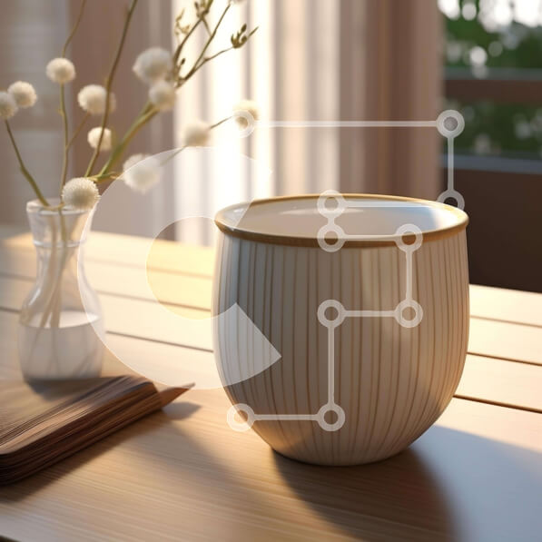 Intra Συλλεκτικό Ξύλινο Παζλ Plywood  4mm - Λευκό βάζο με λουλούδια σε ξύλινο τραπέζι Σε Ξύλινο Κουτί - Διαστάσεις Puzzle: 10x10 cm – 25 κομμάτια