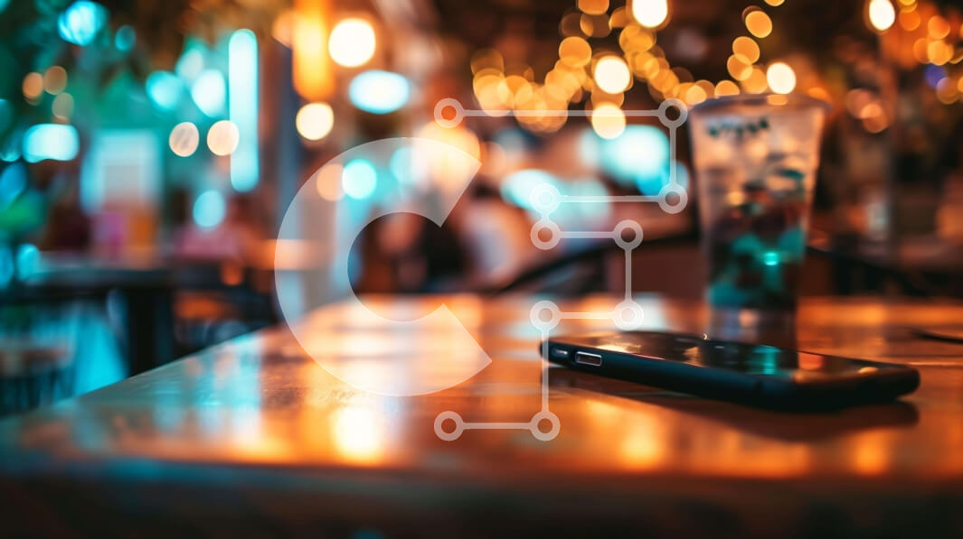 Intra Συλλεκτικό Ξύλινο Παζλ Plywood  4mm - Άνθρωποι σε ένα εστιατόριο ή μπαρ με άδειο ποτήρι και κινητό τηλέφωνο σε ένα ξύλινο τραπέζι Σε Ξύλινο Κουτί - Διαστάσεις Puzzle: 10x10 cm – 25 κομμάτια