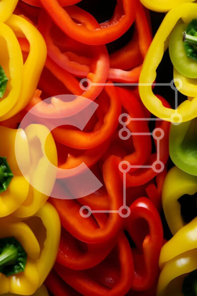 Σετ των 2 Intra Συλλεκτικό Ξύλινο Παζλ Plywood  4mm - Κοντινό πλάνο πολύχρωμες πιπεριές και μπρόκολο Σε Ξύλινο Κουτί - Διαστάσεις: 10x10 cm – 25 κομμάτια